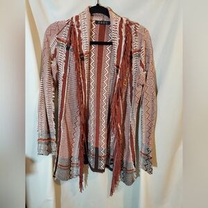 Zozo Women's Boho Multicolor Fringe Open Cardigan